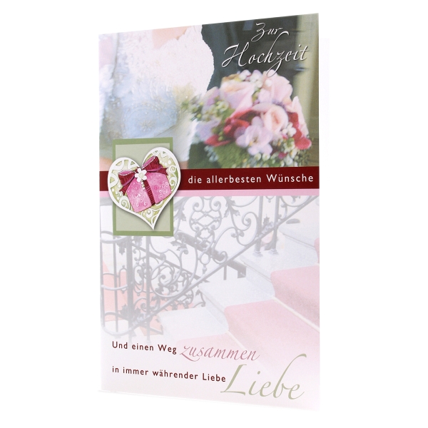 Eine Hochzeitskarte mit klassischem Design und Aufdruck: 
<br>Und einen Weg zusammen in immer whrender Liebe
<br>
<br>Mae: 11,5 x 17,5 cm
<br>Aufklappbar inkl. weiem Umschlag 