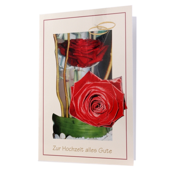 Hochzeitskarte mit roten Rosen aus verschiedenen Perspektiven
<br>
<br>Gre: 11,5 x 17 cm
<br>inkl. Umschlag