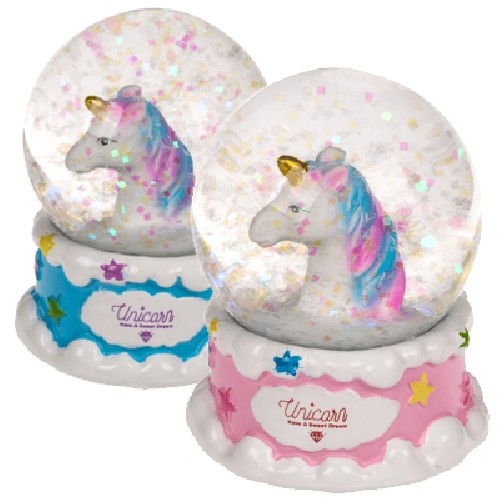 Glitzer Schneekugel Einhorn