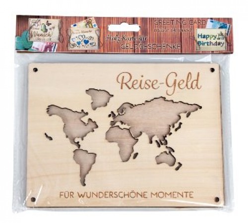 Holz-Geldkarte ,,Reise-Geld"