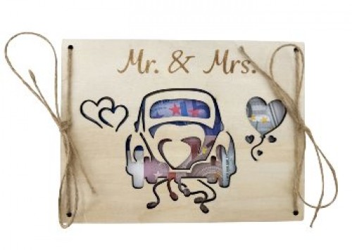 Holz-Geldkarte ,,Mr. & Mrs."