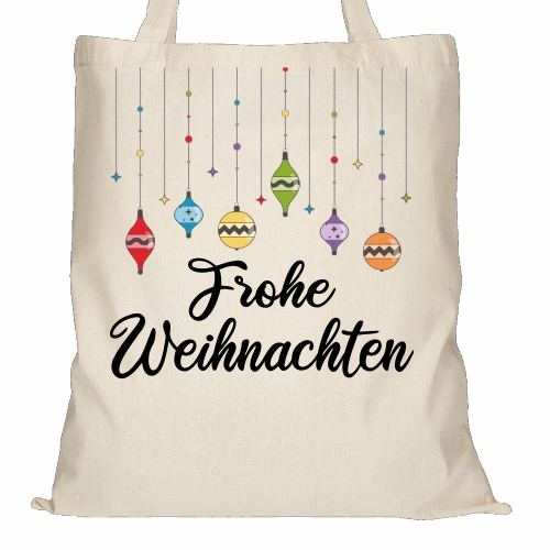 Baumwolltasche Frohe Weihnachten Natur