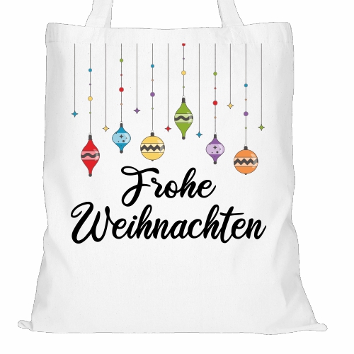Baumwolltasche Frohe Weihnachten Wei
