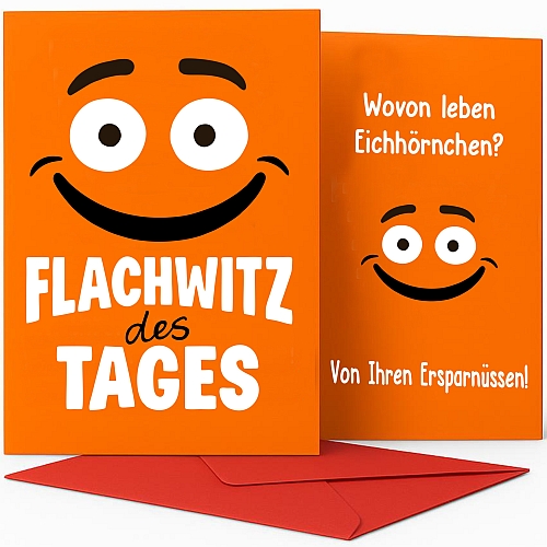 Lustige Flachwitz-Karte mit Umschlag