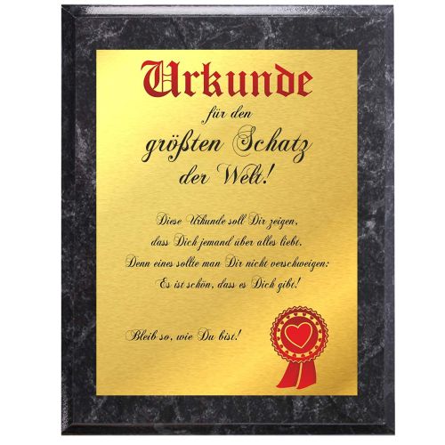 Urkunde f�r den gr��ten Schatz der Welt (Marmoroptik)