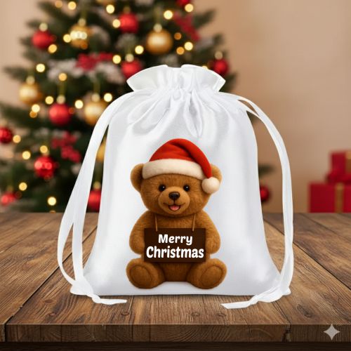 Super ser Geschenkbeutel aus edlem Satin mit Weihnachts-Brchen