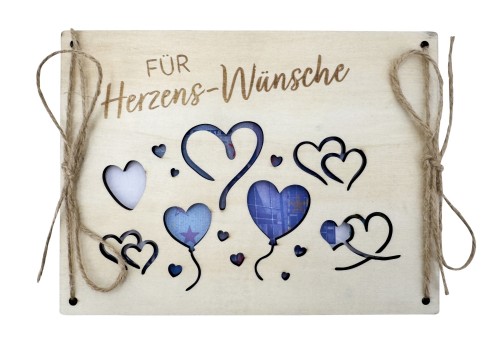 Holz-Geldschenkkarte: F�r Herzens-W�nsche