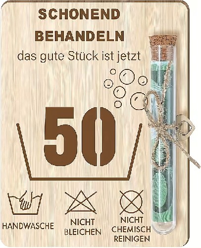 Geldgeschenk Holztafel Schonend behandeln 50