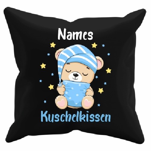 Kissen Schwarz - Names Kuschelkissen in Hellblau