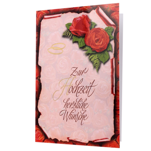 Karte mit aufgedrucktem Rosenbanner.
<br>
<br>Gre: 11,5 x 17 cm
<br>inkl. Umschlag