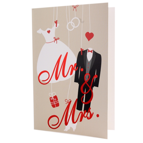 Eine moderne Hochzeitskarte aus unserer <i>Mr&Mrs-Kollektion</i>.<br><br>Inkl. weißem Briefumschlag