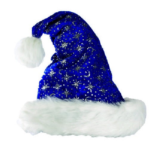 Edle Weihnachtsmtze Blau mit Glitzer
