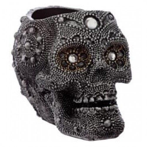 Silberfarbener Totenkopf-Teelichthalter