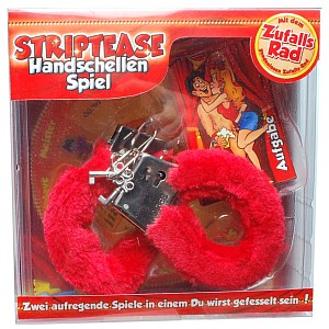 Dieses Set enth�lt Pl�schhandschellen mit Schl�sseln, 2 Spielvorschl�ge und das gnadenlose Zufallsrad. Jetzt fehlt nur noch der gnadenlose Verk�ufer (der Junggeselle), um den Artikel an den Mann zu bringen.