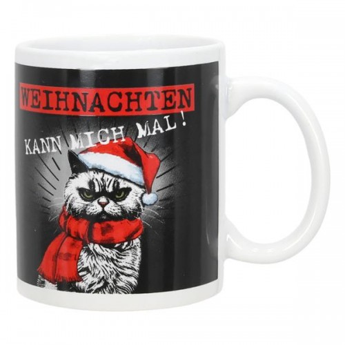 Lustige Tasse mit grimmiger Katze