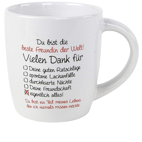 Tasse Du bist die beste Freundin der Welt