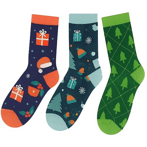 Weihnachtssocken mit Retro-Motiv Gr. 36-41