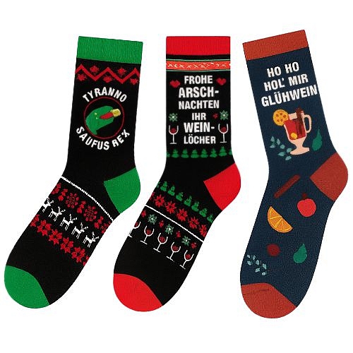 Weihnachtssocken mit lustigem Spruch Gr. 36-41
