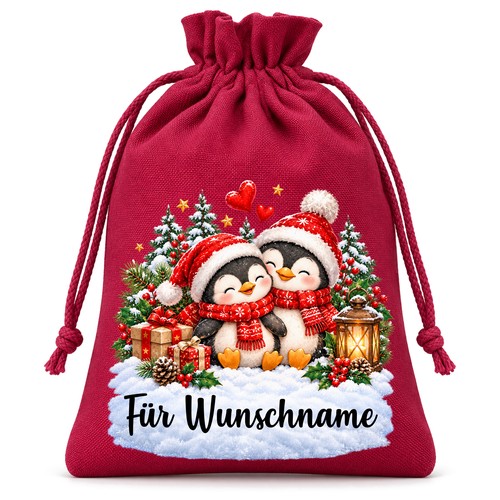 Nikolauss�ckchen Verliebtes Pinguinpaar mit Wunschnamen