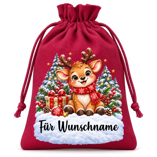 Nikolauss�ckchen Knuffiges Rentier mit Wunschnamen