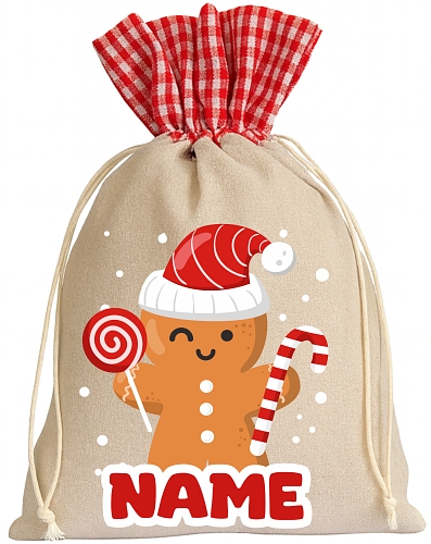 Nikolauss�ckchen Freches Lebkuchen-M�nnchen aus Leinen mit Wunschnamen