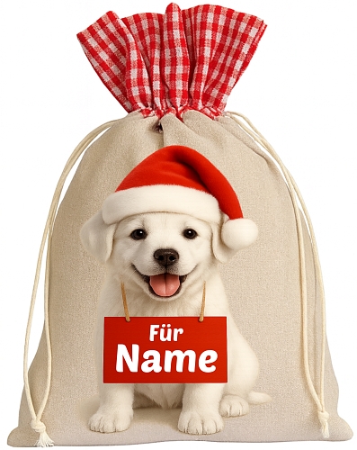 Nikolauss�ckchen S��er Hundewelpe aus Leinen mit Wunschnamen