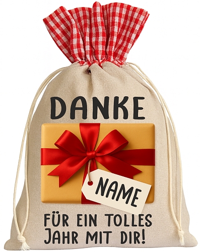Nikolauss�ckchen Einfach mal DANKE aus Leinen mit Wunschnamen