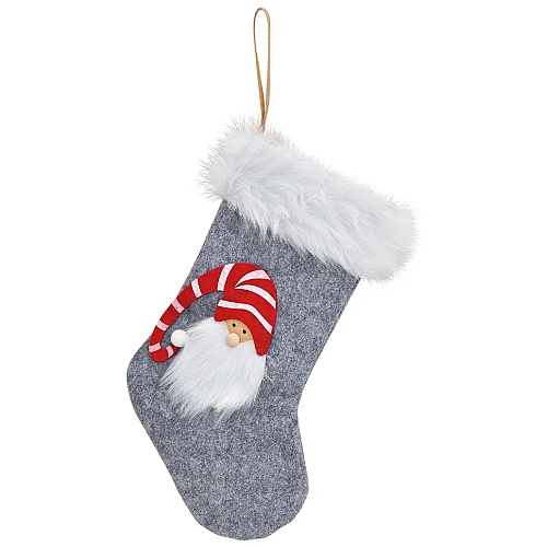 Nikolausstiefel Weihnachtswichtel grau zum H�ngen