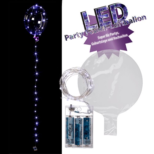 Party Folien-Luftballon ca. 45 cm (aufgeblasen) mit Lichterkette