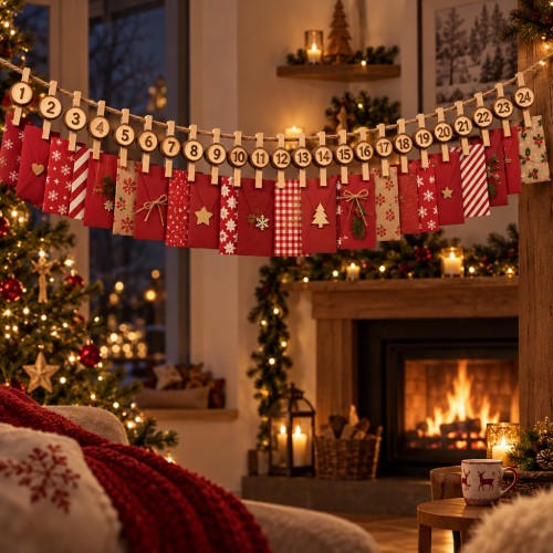 DIY-Adventskalender mit Holzklammern