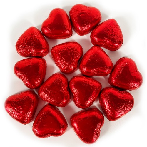 Rote Mini Schokoherzen
